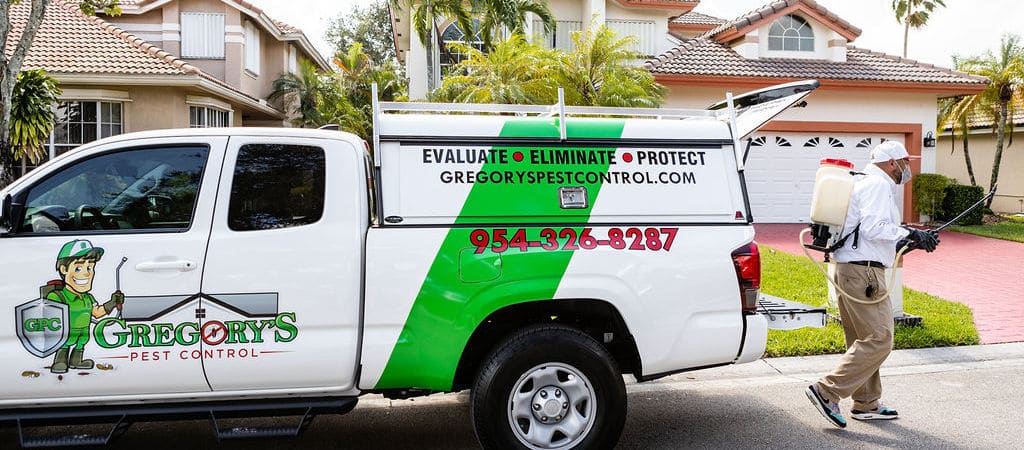 pest control truck and technician